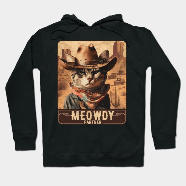 Meowdy Partner Country Music Meowdy Funny Music Cat Cowboy Hat Hoodie by Lisa L. R. Lyons